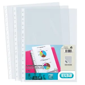 Elba Pack de 10 Fundas Multitaladro PP 90 Micras Tamaño Folio Naranja