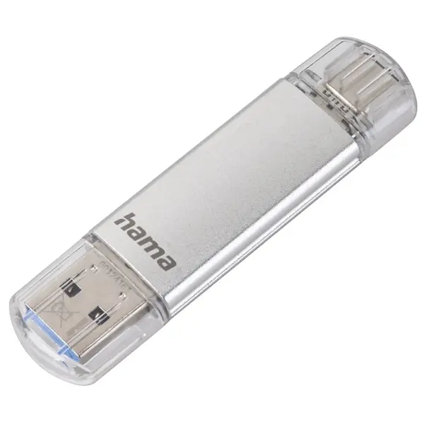 Hama Laeta Pendrive USB 3.0 64GB - 40Mb/s - OTG - USB-C y USB-A - Plata