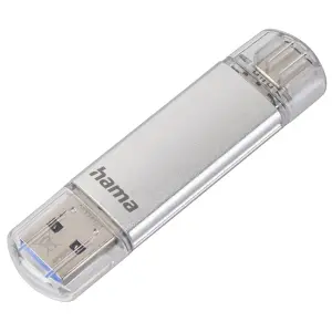 Hama Laeta Pendrive USB 3.0 64GB - 40Mb/s - OTG - USB-C y USB-A - Plata