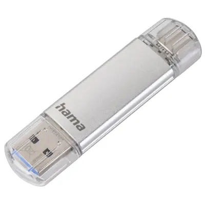 Hama Laeta Pendrive USB 3.0 64GB - 40Mb/s - OTG - USB-C y USB-A - Plata
