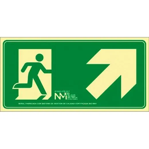 Archivo 2000 Señal "Evacuar Escalera Arriba Derecha" 320X160Mm Pp 700 Micras Verde