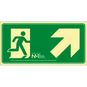 Archivo 2000 Señal "Evacuar Escalera Arriba Derecha" 320x160mm PP 700 Micras Verde
