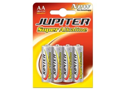 Jupiter Pack de 4 Pilas Alcalinas LR6 AA - Alta Tecnología y Rendimiento