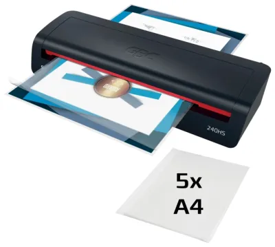 GBC 240HS A3 Plastificadora para Oficina en Casa - Calentamiento en 2 Minutos - Compatible con Bolsas de 75 a 125 Micras - Negro/Rojo