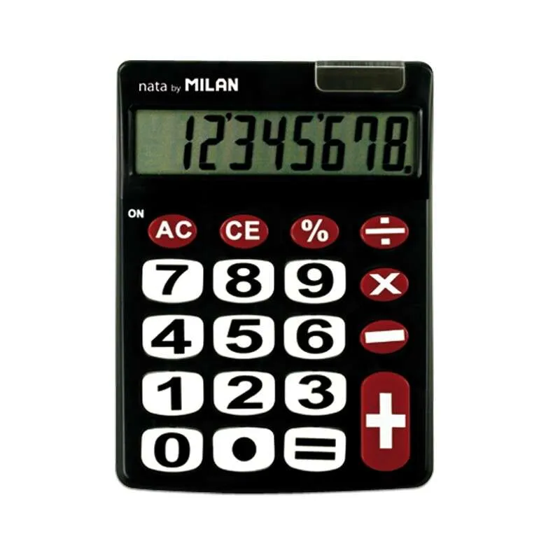 Milan Calculadora Negra 8 Dígitos Dual Blister