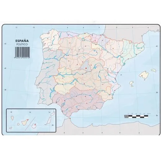 Selvi Mapa Mudo Político De España A4 -50U-