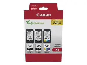 Canon PG-545XL Negro + CL-546XL Color Pack de 3 Cartuchos de Tinta Originales