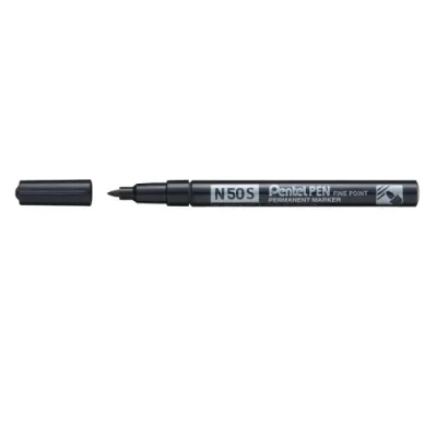 Pentel N50S Rotulador Permanente Punta Fina 3.18mm Color Negro Resistente al Agua y Luz