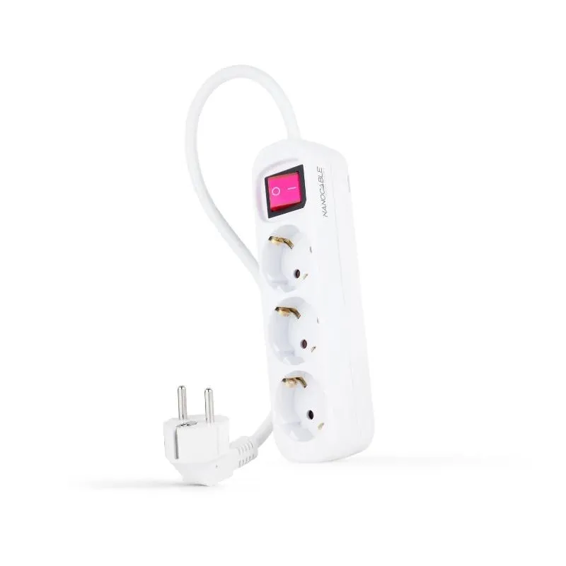 Nanocable Regleta 3 Tomas con Interruptor 1.4m Color Blanco