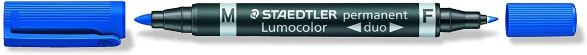 Staedtler Lumocolor 348 Rotulador Permanente De Doble Punta - Secado Rapido - Color Azul