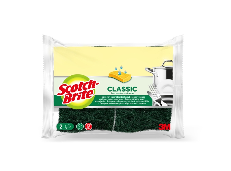 Scotch-Brite Classic Pack De 2 Estropajos De Cocina - Celulosa - Color Verde Oscuro