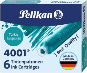Pelikan Caja de 6 Cartuchos 4001 TP/6 para Plumas Estilográficas Color Azul Turquesa