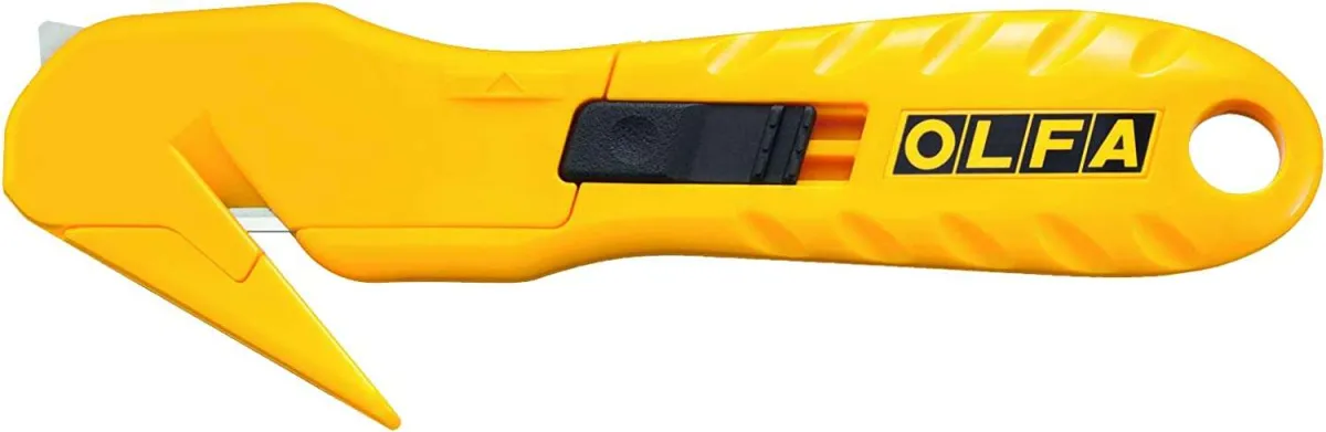 Olfa SK-10 Cuchilla de Seguridad con Hoja Oculta de Acero Inoxidable, Uso Ambidiestro