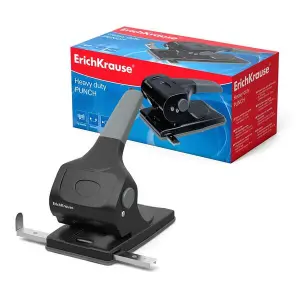 ErichKrause Elegance Classic Perforadora de Gruesos, Perfora Hasta 70 Hojas, Orificios de 5,5mm, Acero Alta Calidad, Negro/Gris