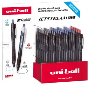 Uni-ball JetStream Sport SXN-157E Expositor 36 Bolígrafos Retráctiles 0.7mm Tinta Pigmentada