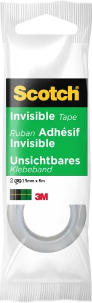 Scotch Cinta Adhesiva Invisible Pack de 2 - 19mm x 6m - Color Transparente