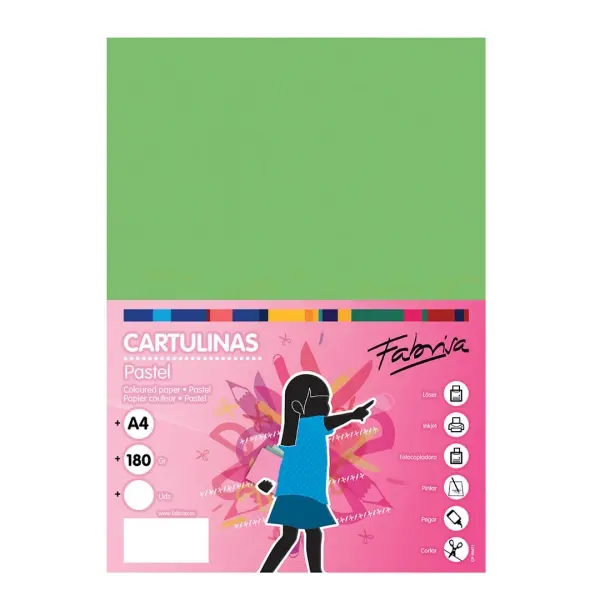 Fabrisa Pack de 50 Cartulinas A4 180 g/m² Color Verde
