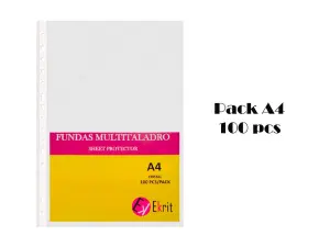 Ekrit Fundas Multitaladro A4 80 Micras Cristal Bolsa 100 Unidades