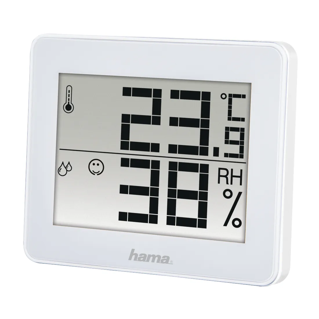 Hama Medidor de Temperatura y Humedad para Interior - Pantalla Digital - Memoria de Datos - Indicador de Confort - Permite Colgar en Pared - 10x1.1x8.2cm - Color Blanco