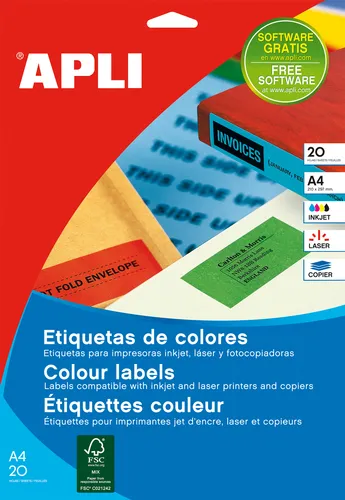 Apli Etiquetas Verdes Permanentes 105 x 148 mm - 20 Hojas