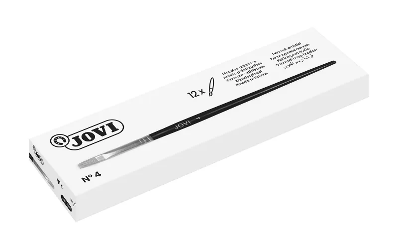 Jovi Pinceles Artisticos Planos Pelo De Cerda Nº 4 - Pelo Natural - Mango De Madera - Punta Plana - Pelo Duro - Color Varios