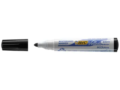 Bic Velleda 1701 Ecolutions Marcadores Para Pizarra - Punta Redonda - Trazo De 1.5 Mm - Tinta Con Base De Alcohol - Ecologico - Borrado Optimo - Color Negro