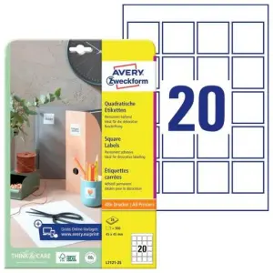 Avery Etiquetas Adhesivas Para Códigos QR 45X45mm Inkjet/Láser 20 X 25H Blancas