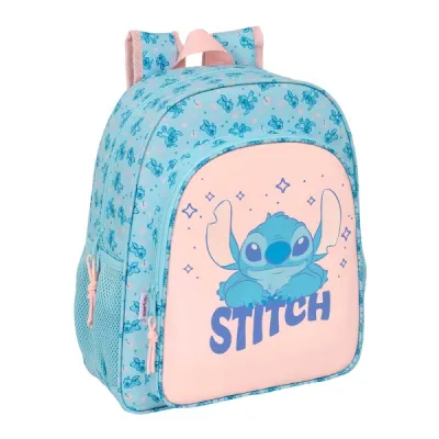 Safta Mochila Stitch Ohana 15L - Adaptable a Carro, Doble Tirador, Color Azul Claro
