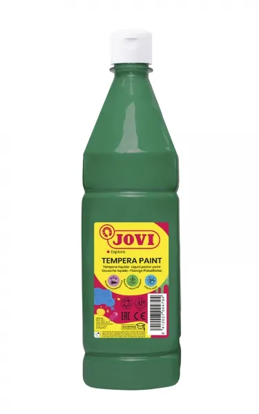 Jovi Tempera Paint Tempera Liquida 1000Ml - Base Agua - Lista Para Usar - Alto Poder Cubriente - Secado Rapido - Excelente Rendimiento - Facil Aplicacion - Color Verde Oscuro