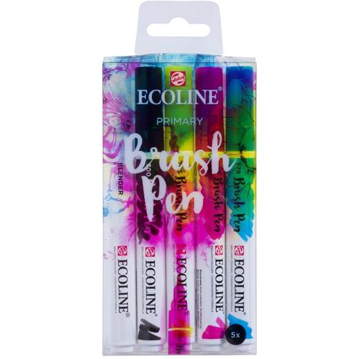 Talens Ecoline Rotuladores Brush Pen Punta Pincel Colores Primarios Estuche 5 Ud