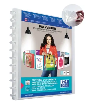Oxford Variozip A4+ Carpeta con 20 Fundas Removibles y Tapa Personalizable