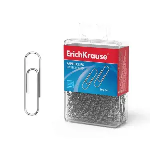 ErichKrause Caja de 200 Clips Metálicos Niquelados 28mm Alta Resistencia