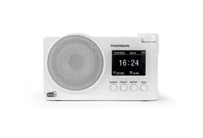Thomson Radio FM DAB+ con Altavoz Bluetooth, 30 Memorias DAB+ y FM, Pantalla LED Blanca