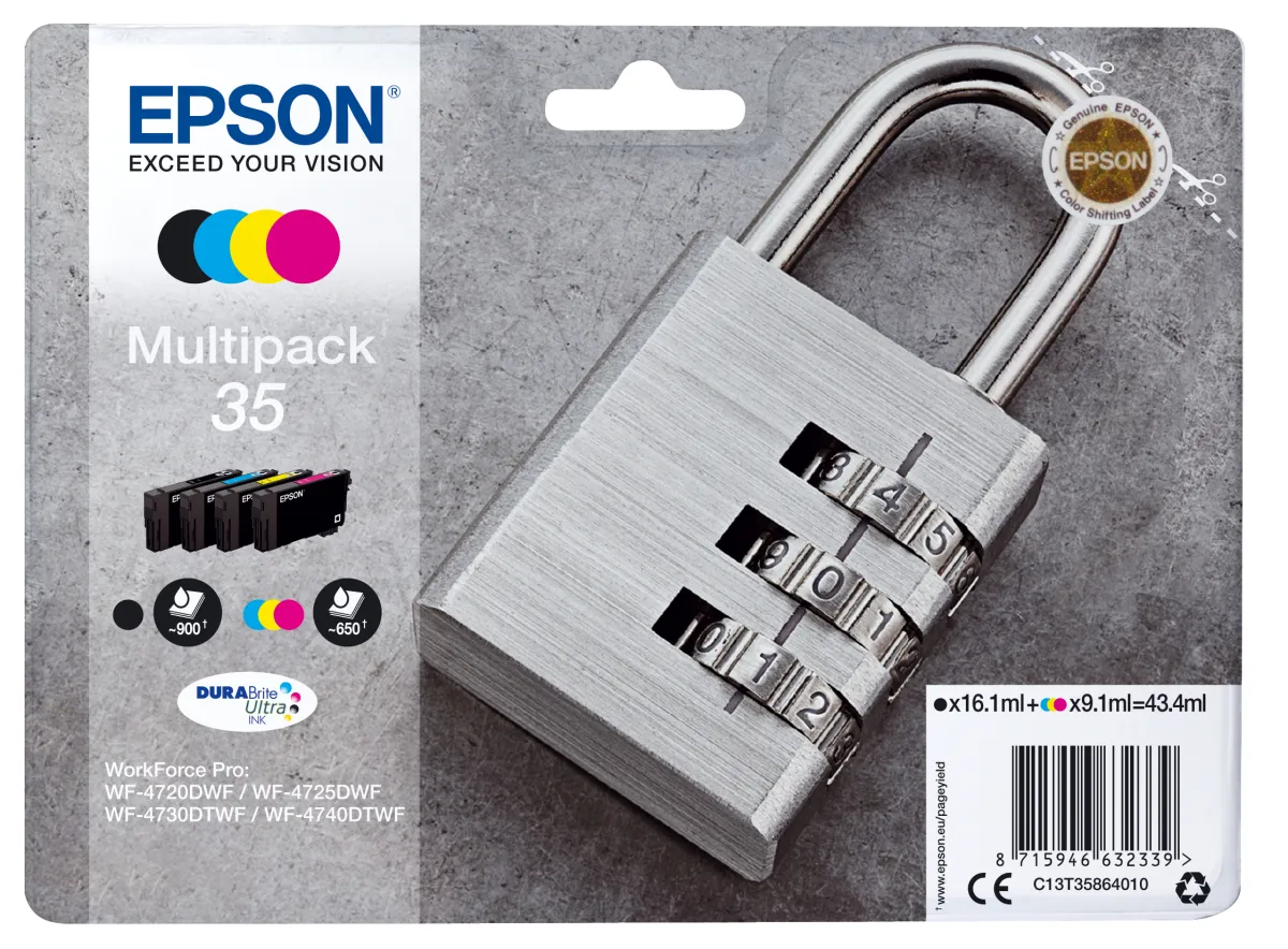 Epson T3586 (35) Pack de 4 Cartuchos de Tinta Originales - C13T35864010