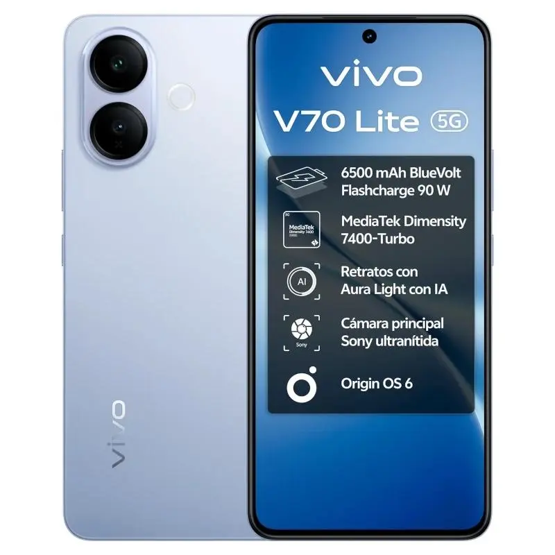 VIVO V70 Lite 5G, Pantalla 6.77", 6GB RAM, 128GB Almacenamiento, Azul