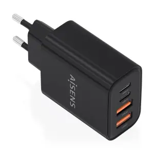 Aisens Cargador Gan 32W - 2xUSB-C PD3.0 - 2xUSB-A QC3.0 - Negro