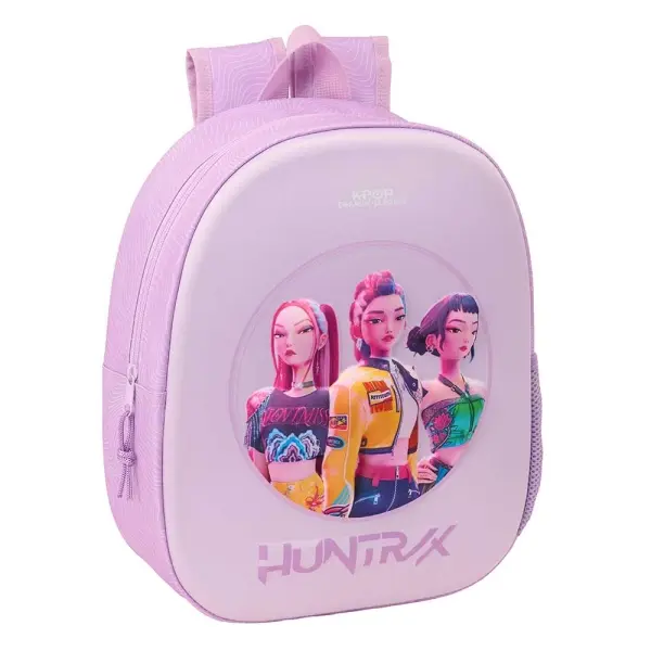 Safta Mochila 3D K-Pop Demon Hunters Lavanda - Portabotellas, Hombreras Acolchadas, Asa Superior 27x33x10cm