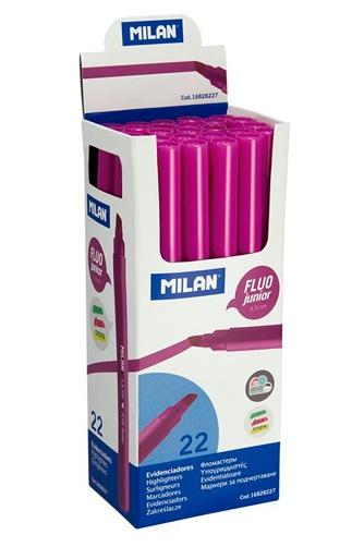 Milan Marcador Fluorescente Junior Punta Biselada Rosa Caja 22 Ud