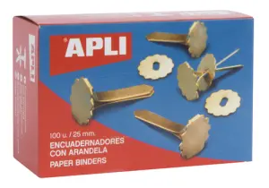 Apli Encuadernadores Metálicos Dorados 25mm - 100 Unidades