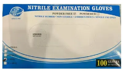 GUANTES DE NITRILO SIN POLVO  TALLA S CAJA -100U-