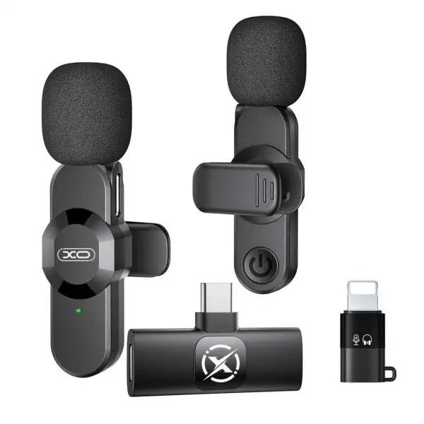 XO MC14 Micrófono Inalámbrico de Solapa con Cancelación de Ruido, 15m, USB-C, 7g, Negro