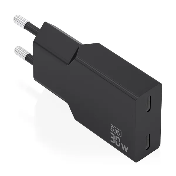 Aisens Cargador De Pared - 30W - Gan - 2Xusb-C - Power Delivery 3.0 - Ultra Delgado - Multiples Protecciones De Seguridad - Color Negro