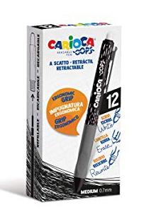 Carioca Bolígrafo Tinta Borrable Oops Retráctil 0.7Mm Monocolor Negro Caja 12 Ud