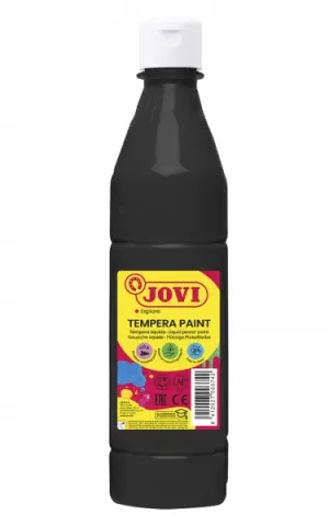 Jovi Tempera Paint 500ml - Base Agua, Alto Poder Cubriente, Secado Rápido, Color Negro