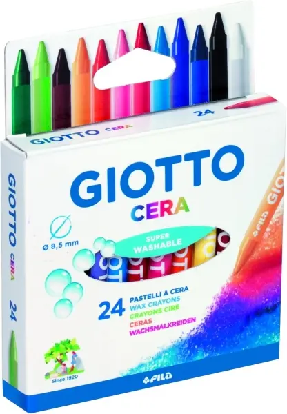 Giotto Pack de 24 Lápices de Cera Extraresistentes y de Punta Fácil de Sacar