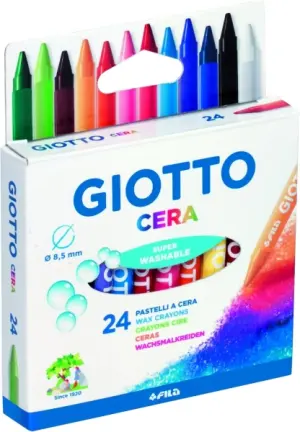 Giotto Pack de 24 Lápices de Cera Extraresistentes y de Punta Fácil de Sacar