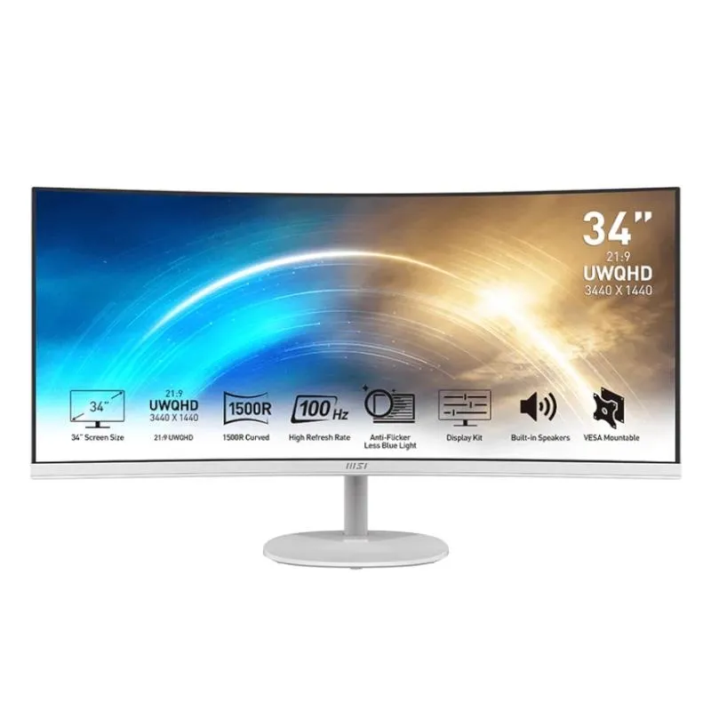 Msi Mp341Cqw Monitor34" Uwqhd Vga Hdmi Mm Curv