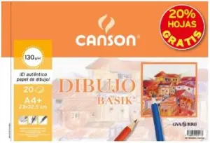 Canson Bloc Dibujo Basik Espiral A4 130g Microperforado Blanco Natural 20 Hojas