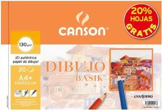 Canson Bloc Dibujo Basik Espiral 20H+20% Gratis A4+ 130Gr Microperforado Blanco Natural -10U-