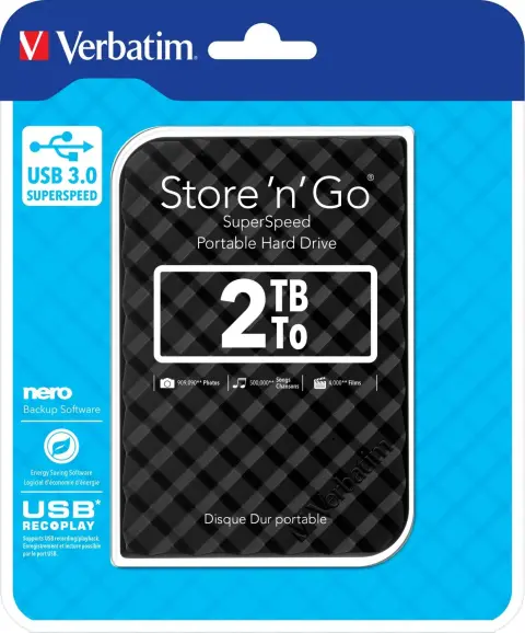 Verbatim Disco Duro Portátil Store 'N' Go 2TB HDD 2.5" USB 3.0 Negro
